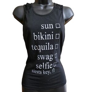 Sun, Bikini, Tequila, Selfie Open Back Tank Top